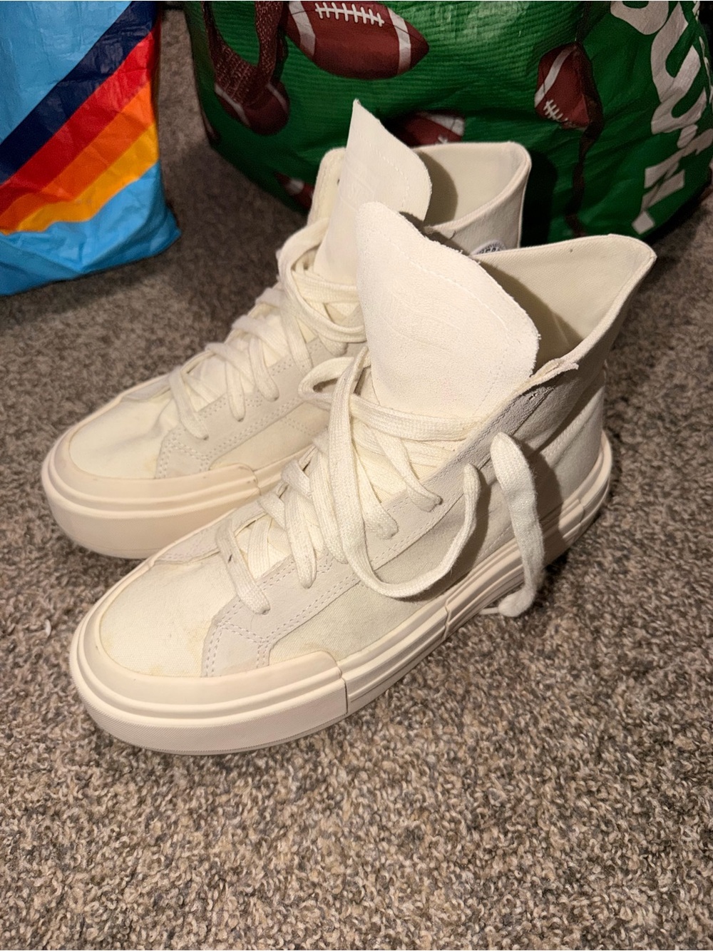 Converse High Top Athletic Shoes in Off-White/Cream